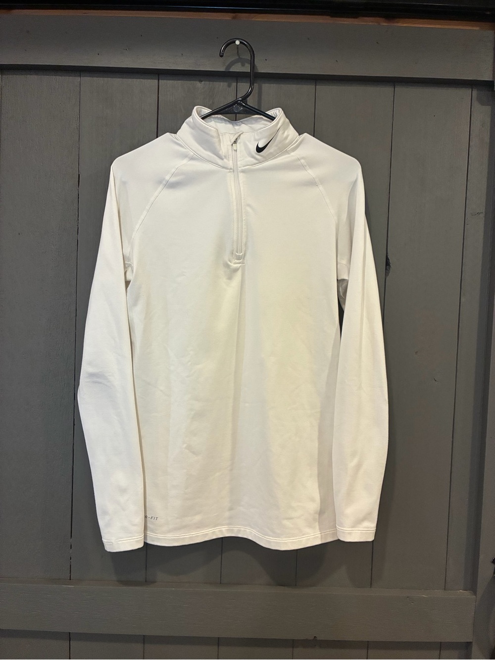 Nike Pro Combat quarter zip pullover women’s large White with Black Logo